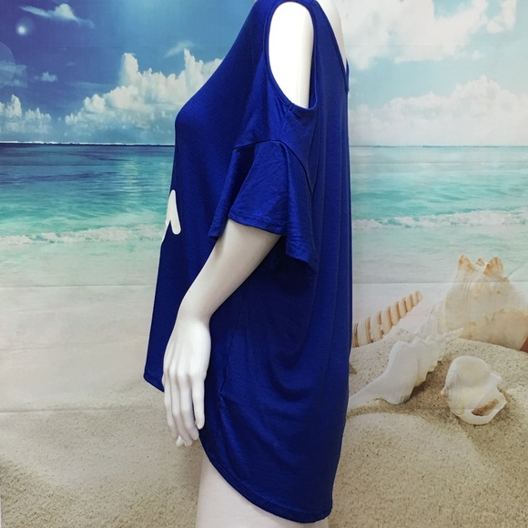 Women’s Anchor Cold Shoulder Top Blouse - Picture 5 of 8